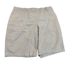 Charter Club Blue White Stripe Seersucker Walking Shorts Casual Bermuda - Sz 12